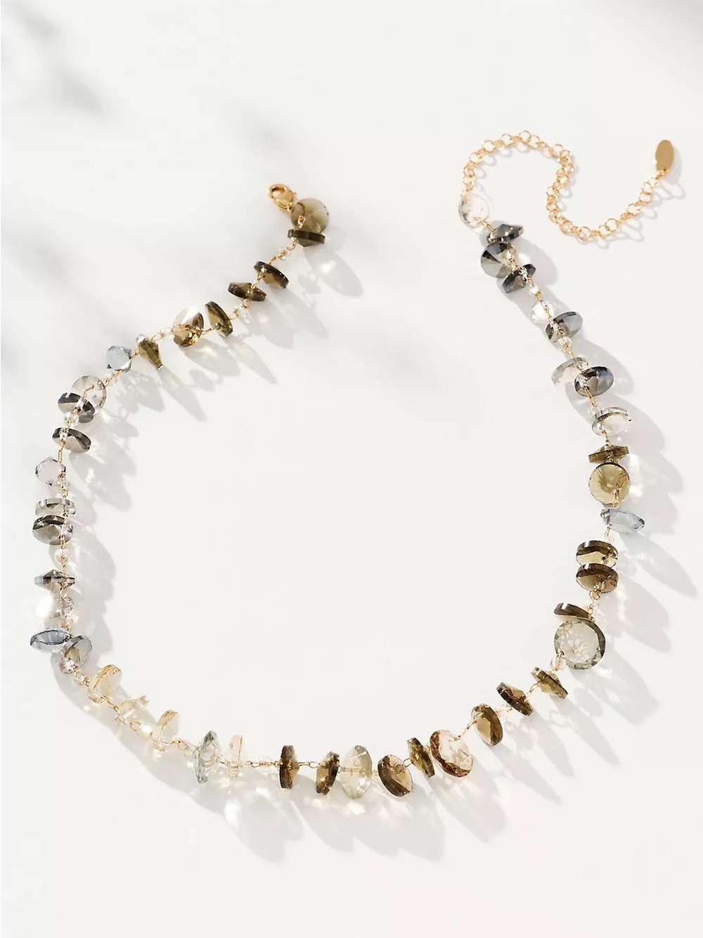 Anthropologie Glass Bead Necklace in Champagne and Smoke